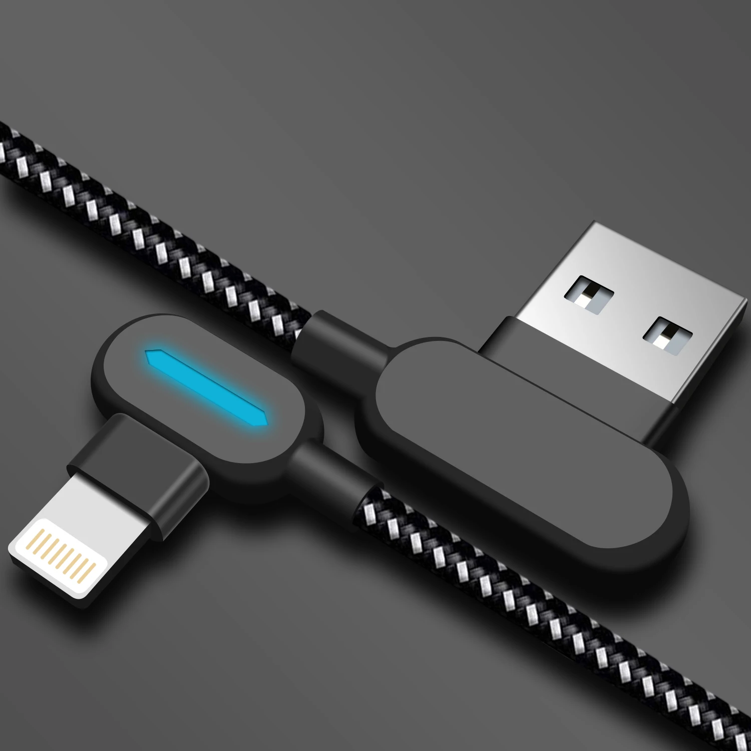 90 Degree USB Fast Charging Cable For Apple iPhone 14 13 12 11 Pro Max X XR XS 7 8 6 Phone Data Cord Charger Wire Accessories
