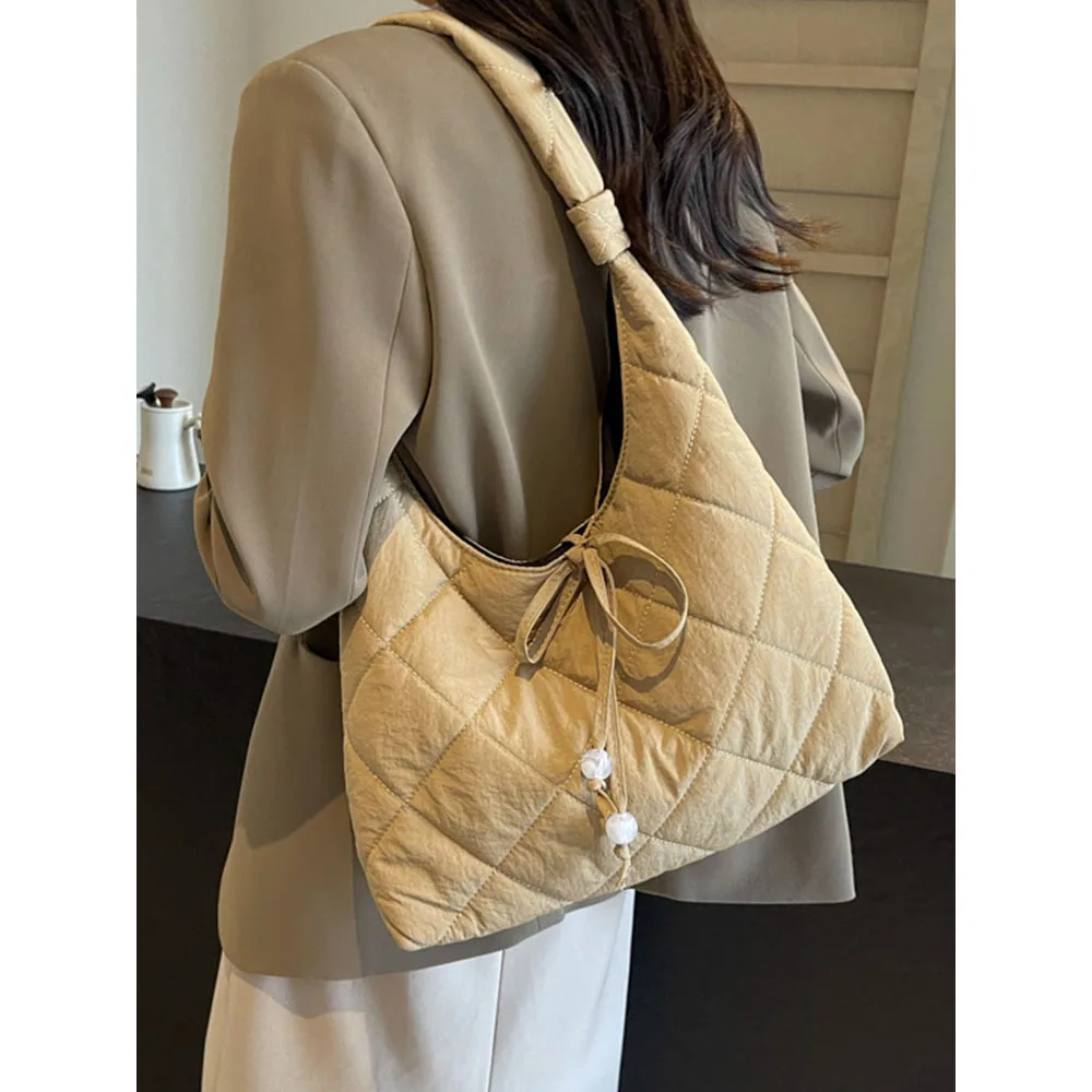 Sac à Main Vintage en Toile pour Femme, Imprimé à Carreaux, Grande Capacité, Sous les Bras, Polyvalent, Décontracté, avec Poignée