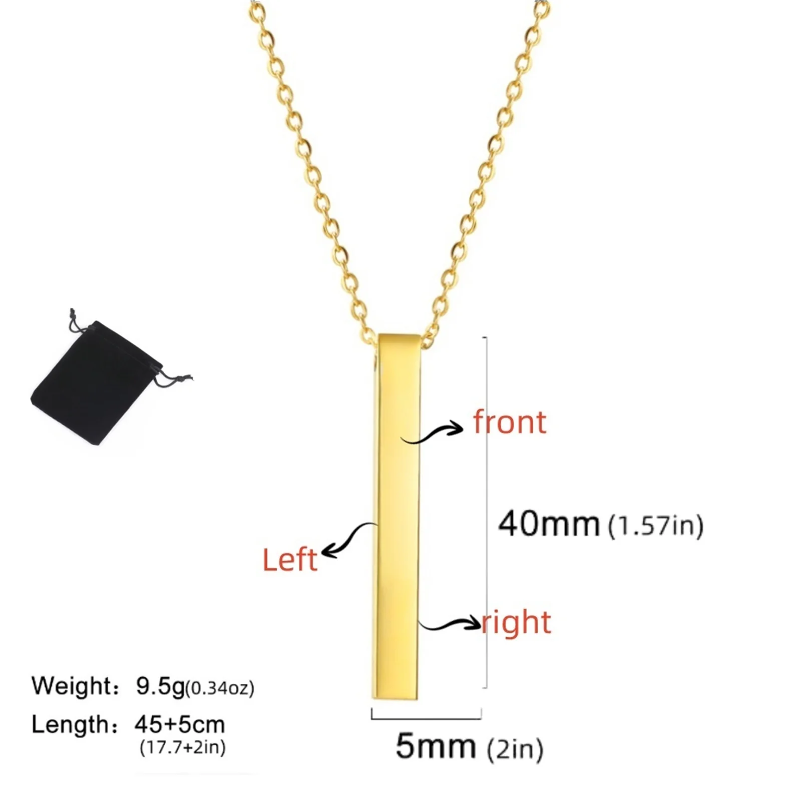 Customized Multi-Sided Engraved Necklace for Couples