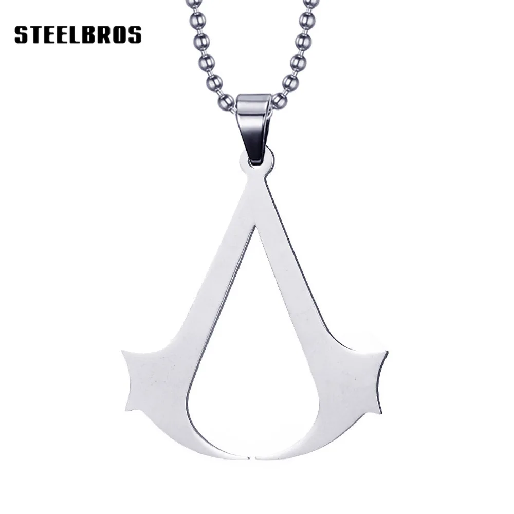 STEELBROS Never Fade 100% Stainless Steel Assassin‘s Creed Pendant Necklace For Men Movie Game Jewelry Kids Gift Dropshipping