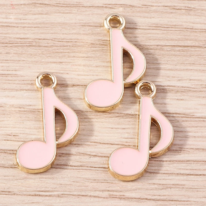 10pcs 12x20mm Cute Enamel Musical Note Charms for Making DIY Drop Earrings Pendants Necklaces Handamde Bracelet Jewelry Findings