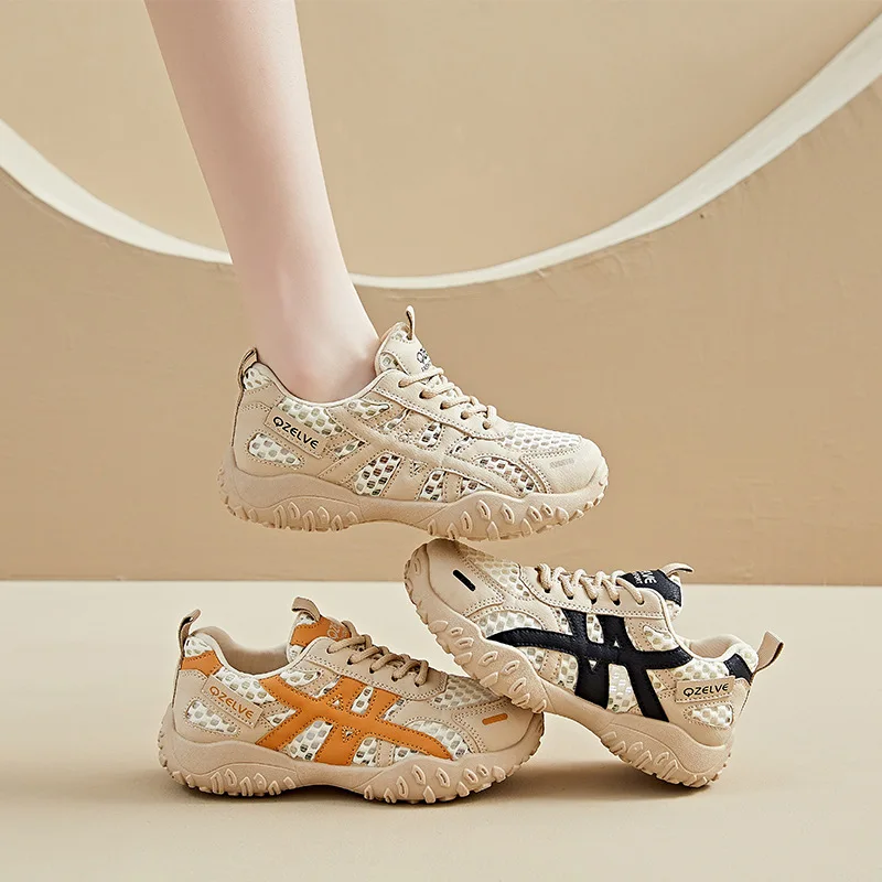 

Повседневная дышащая сетка, улучшенная толстая подошва, летняя новая модная спортивная обувь для поездок на работу, женские удобные кроссовки