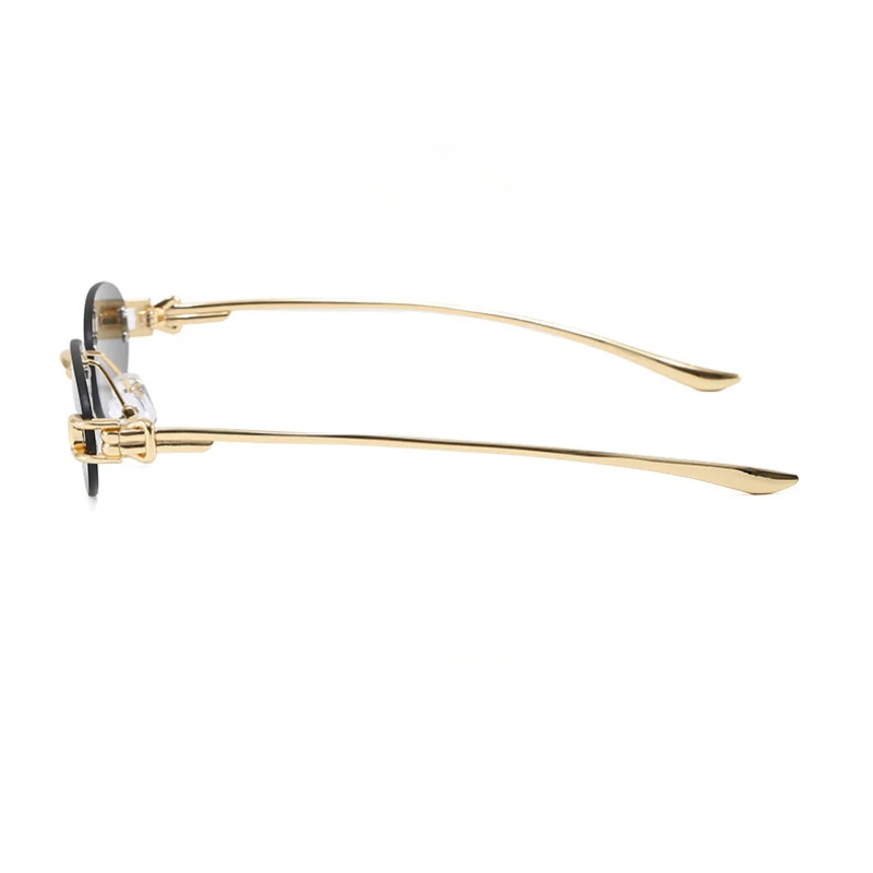 Stylish Oval Sunglasses Women Casual Fashion Rimless Sun Shades Metal Frame Advanced Flash Street Ladies Anti Blue Glasses UV400