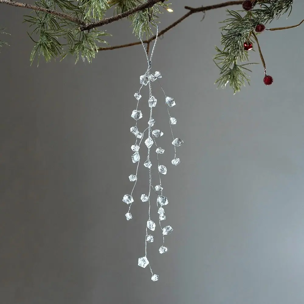 Acrylic Xmas Water Drop Pendant Artificial Transparent Ice Bar Pendant Glitter Xmas Tree Hanging Icicle Xmas Party