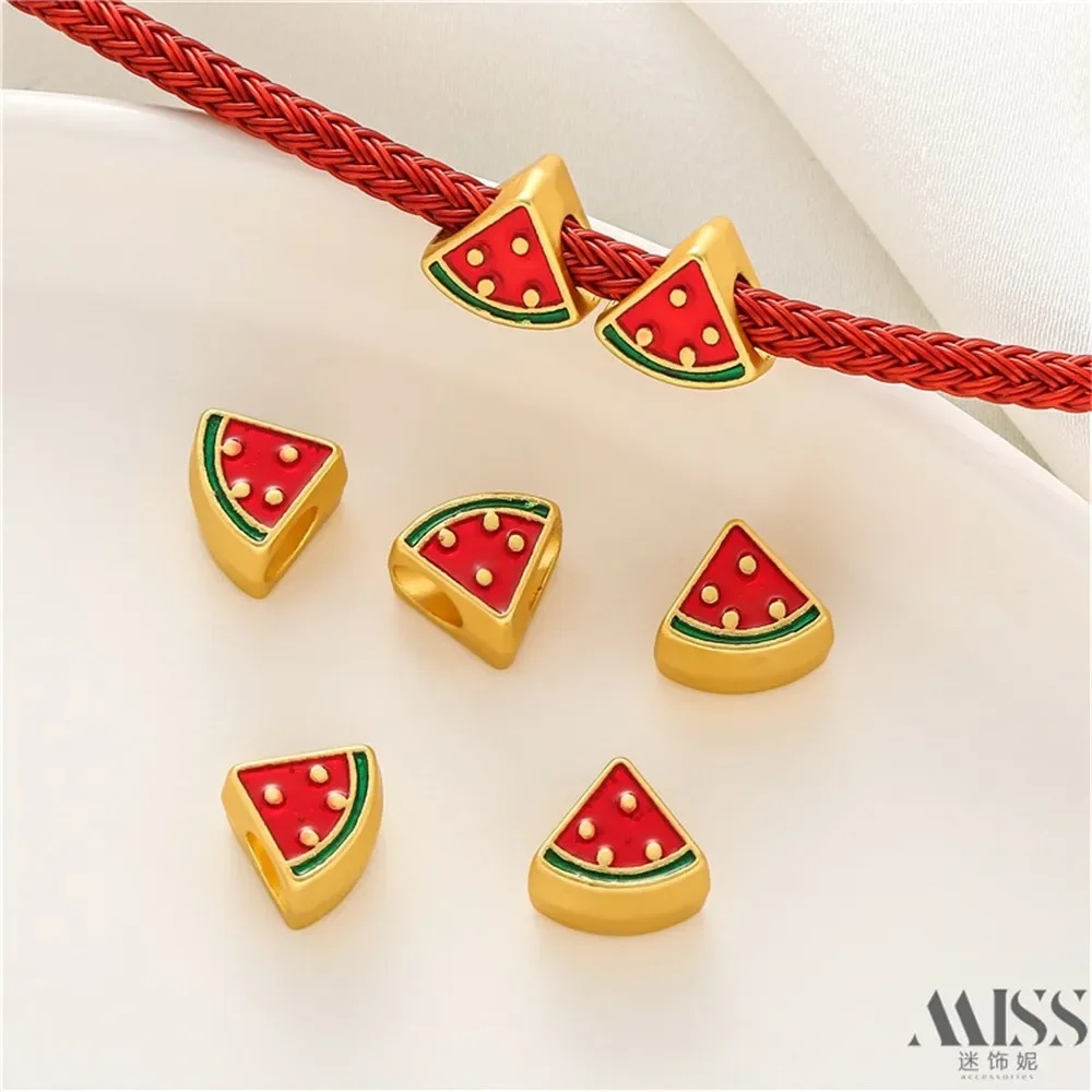 

Vietnamese Sand Gold Dripping Oil Watermelon Block Bead Diy Handmade Loose Bead Bracelet Necklace Bracelet Jewelry Accessories