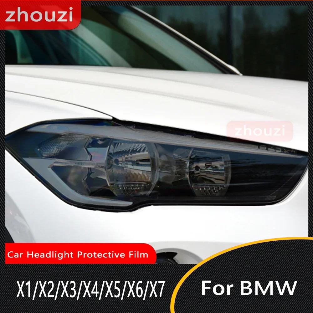 

For BMW X1 F48 X2 F39 X3 F25 G01 X4 G02 X5 F15 X6 F16 X7 Car Headlight Smoked Black Protective Film Self Healing TPU Sticker