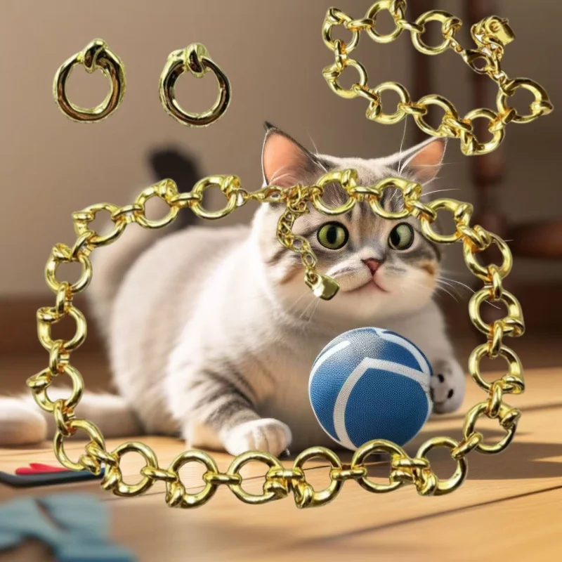 

New interlocking gold plated circular necklace, fashionable bracelet, earrings, personalized cat accessories, romantic gift