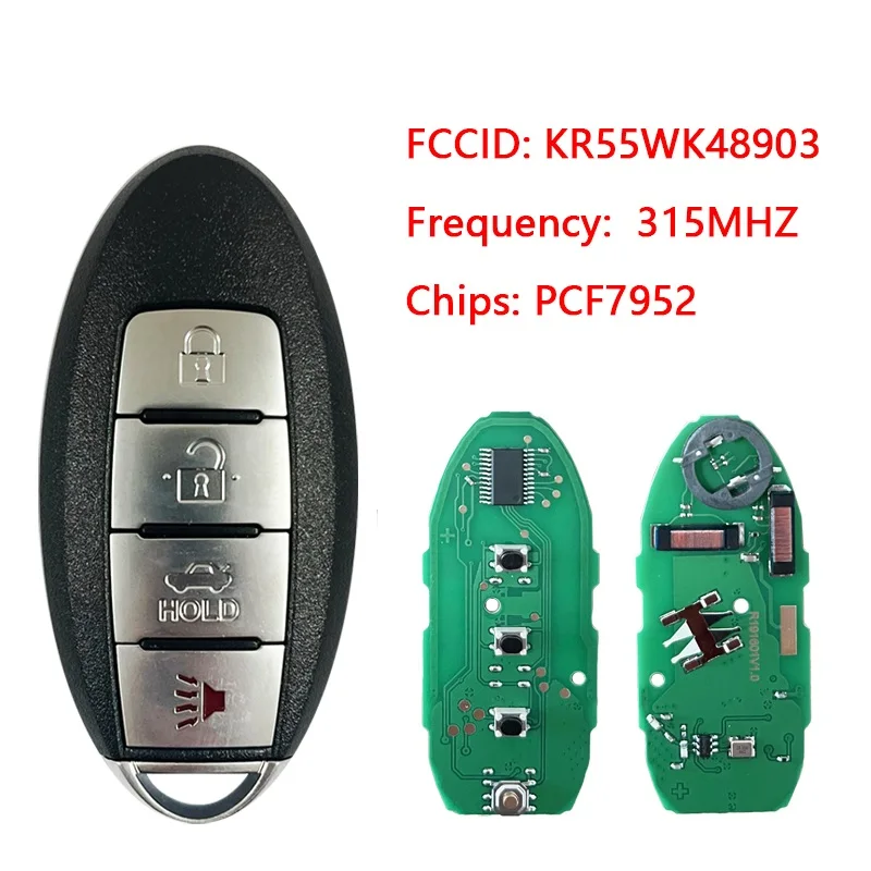 

CN027003 315MHZ 46 Chip FCC KR55WK48903 KR55WK49622 For Altima, Maxima 2007+ Smart Key 4 Buttons Part Number 285E3-JA02A