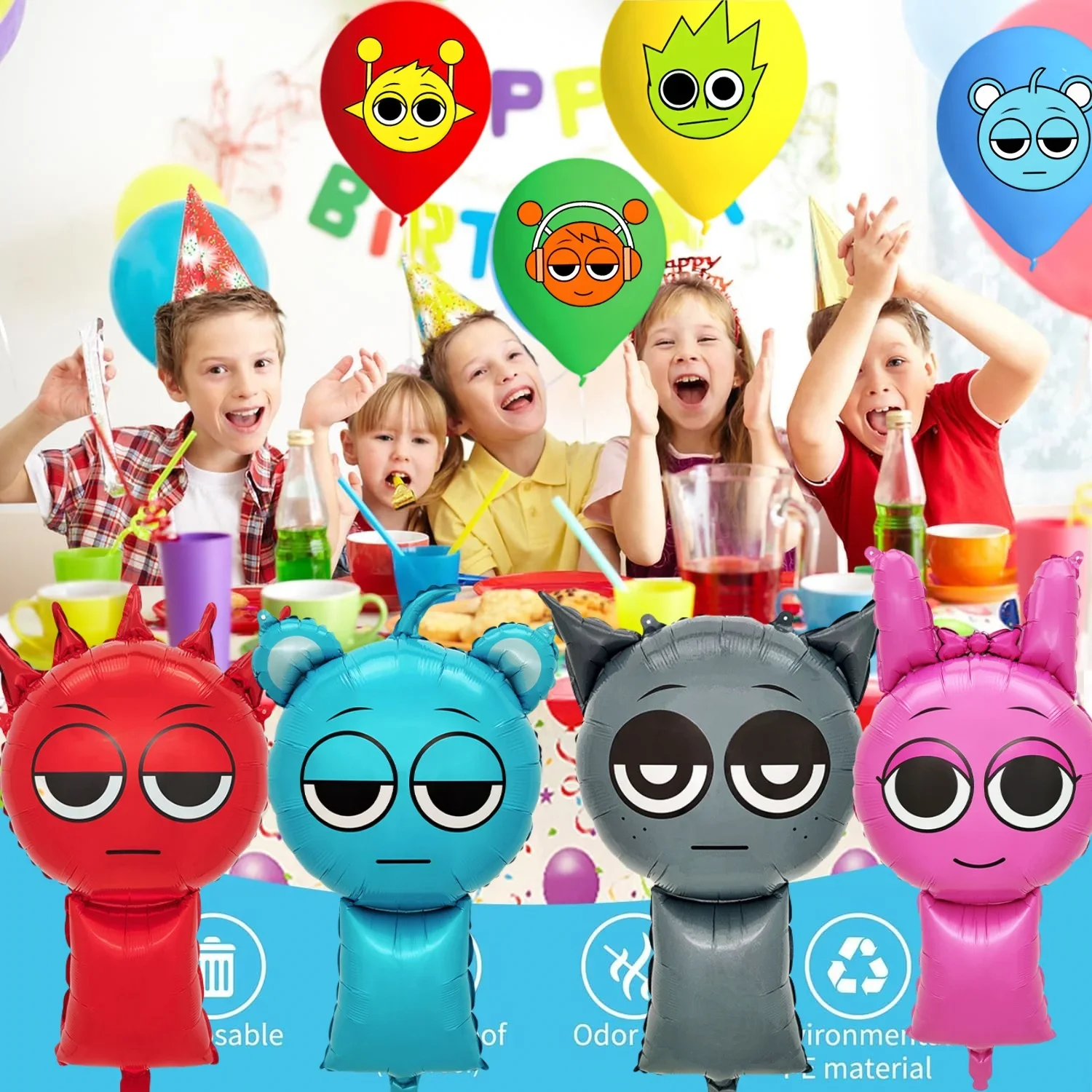 مجموعة بالونات Incredibox Sprunki لتزيين حفلات أعياد الميلاد، بالونات عيد ميلاد Sprunki للأطفال، هدية لحفلات استقبال المولود الجديد