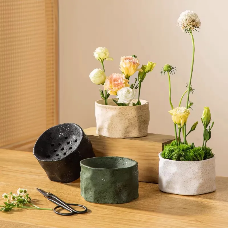 Japanese-Style Ceramic Flower Pot Art Design Vase  Bowl Home Decor Vessel Floral Container Minimalist Ornament