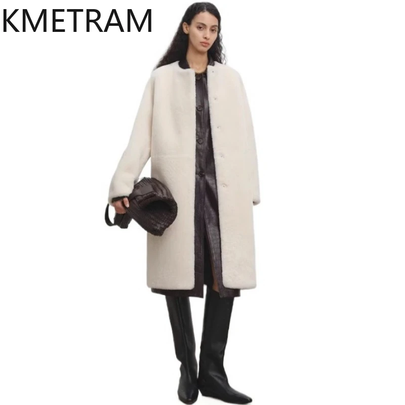 Natural Merino Wool Sheepskin Double Faced Fur Jacket Women Luxury Loose Real Fur Coat Winter Woman Clothing 2025 шуба женская