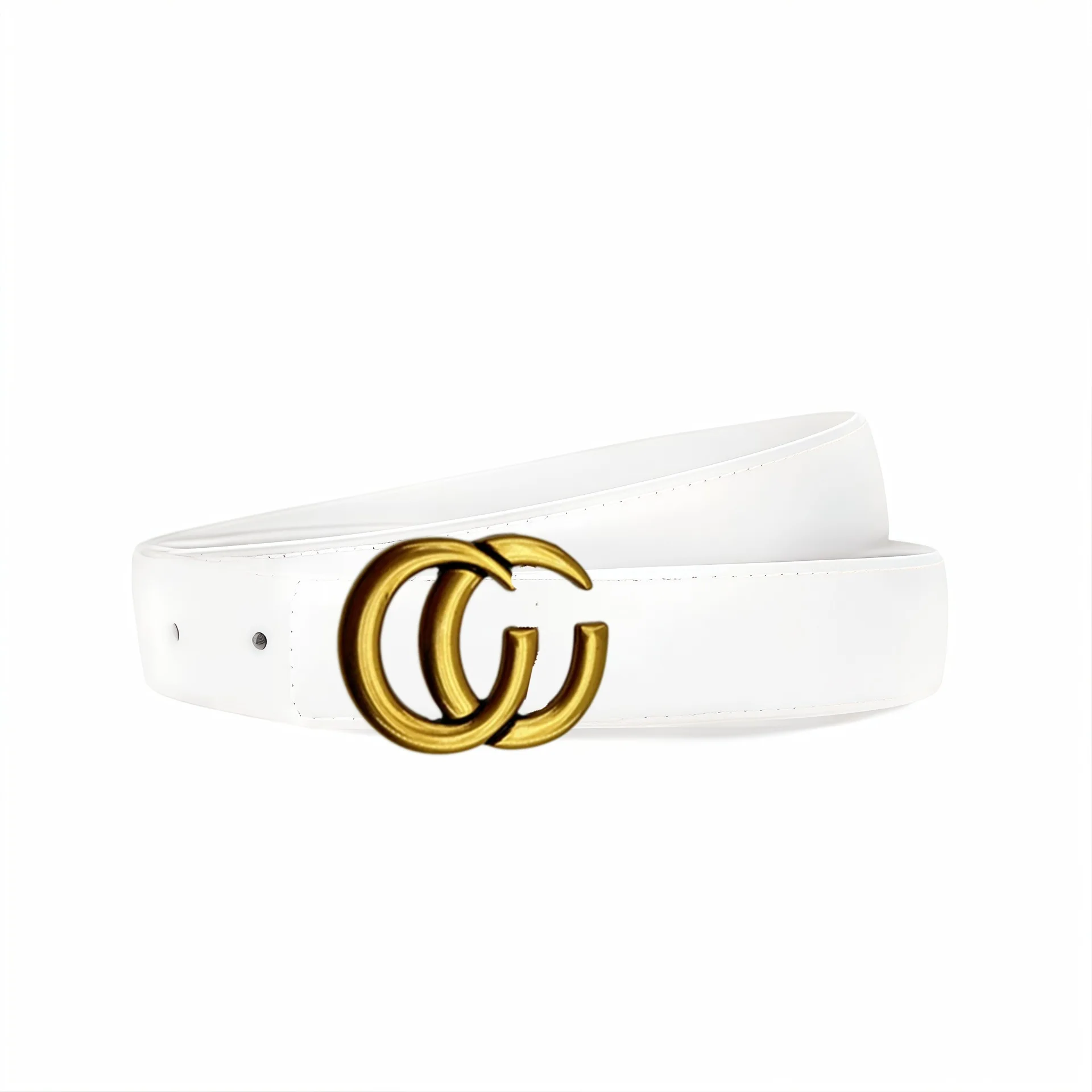 Trendy Women Slim Waist Belt Retro Gold Interlocked Curved Hardware Buckle Waistband Multi‑color For Pants Jeans Dress Daily