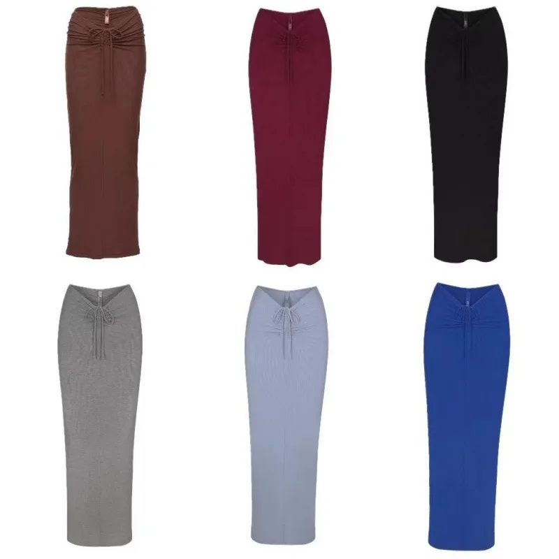 

Kardaian Pleated Design High Waist Slimming Midi Length Wrap Body Skirt Women's Faion Simple Sle Cotton Material