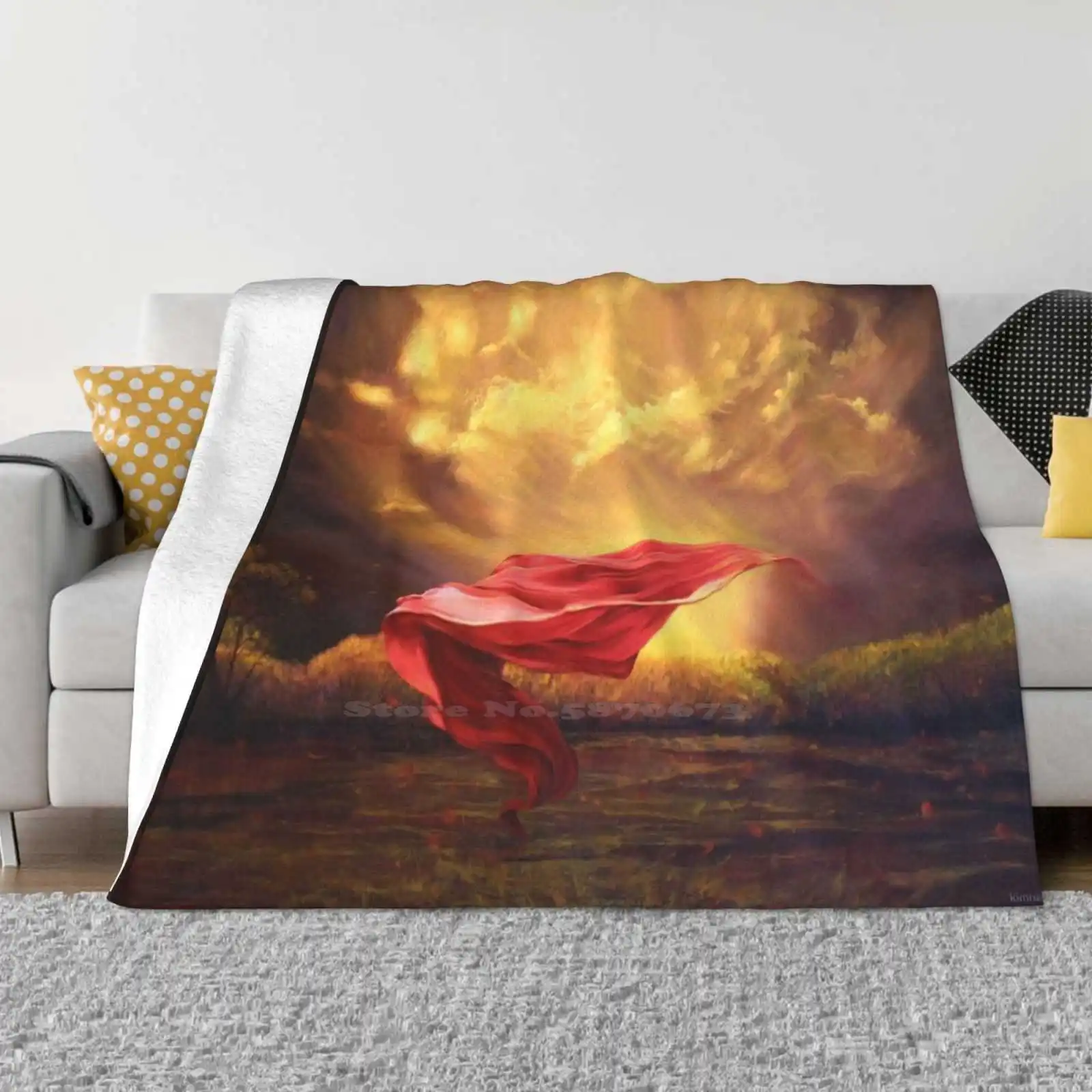 Red Shawl Ii Blanket Soft Warm Travel Portable Blanket Kim Nelson Fine Art Symbolism Australia Red Cloth Magical Colour Mystery