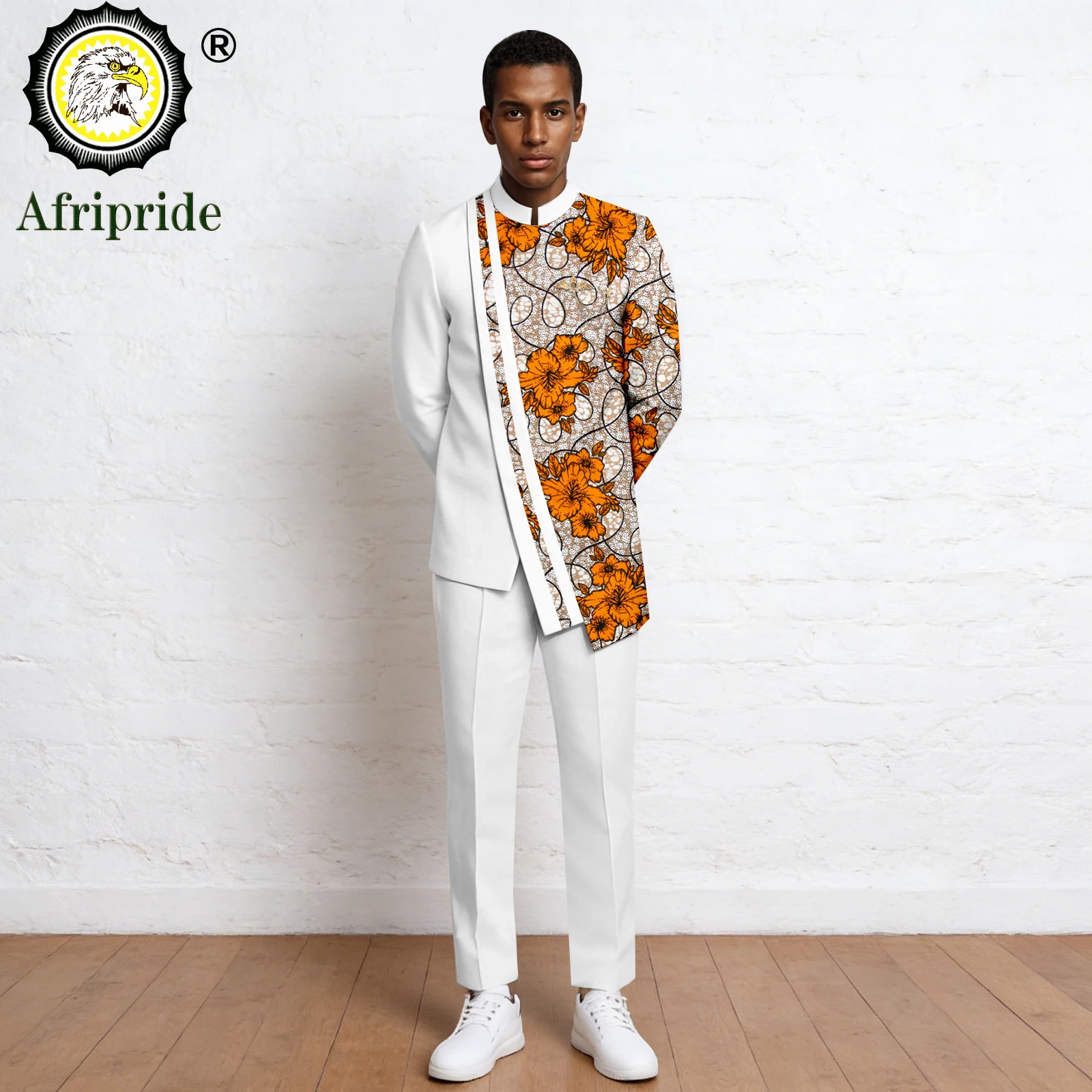 Men`s Business Suits Brooch Blazer and Pants 2 Piece Set Plus Size African Clothes Print Outfits Bazin Riche Attire 2616013
