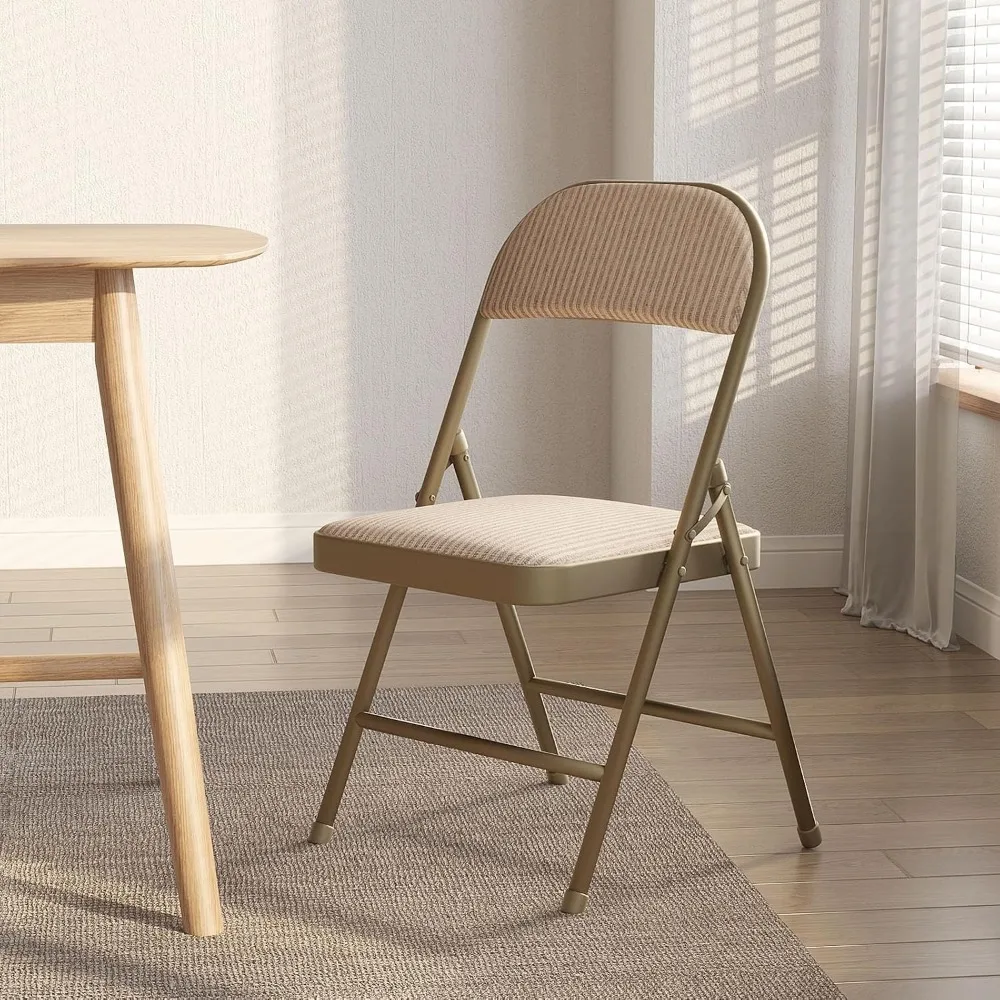 4 Pack Folding Chairs, Fabric Dining Chair Set with Padded Cushion and Back, Indoor Outdoo Seat for Home Office Events