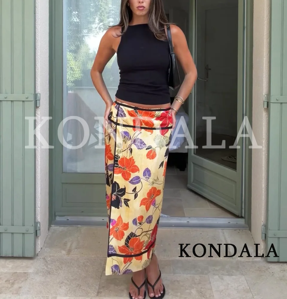 Midi Skirt Floral - KONDALA Elegante chique rok met bloemenprint