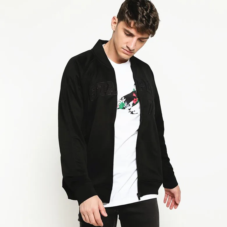 

Men's Baseball Collar Patchwork Jaet with Zipper And Embroidery Towel Stitch Stand Fit Long Sve Autumn Faion