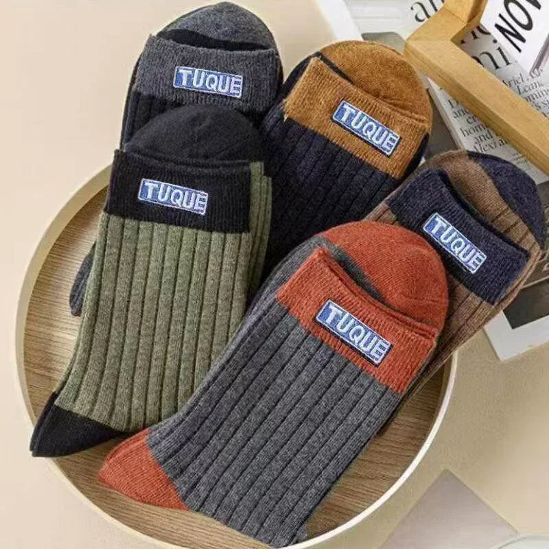 5 Pairs Men's Unisex Trendy Color Block Breathable Comfy Casual All Seasons Outdoor Wearing Socks For Men's Crew Socks
