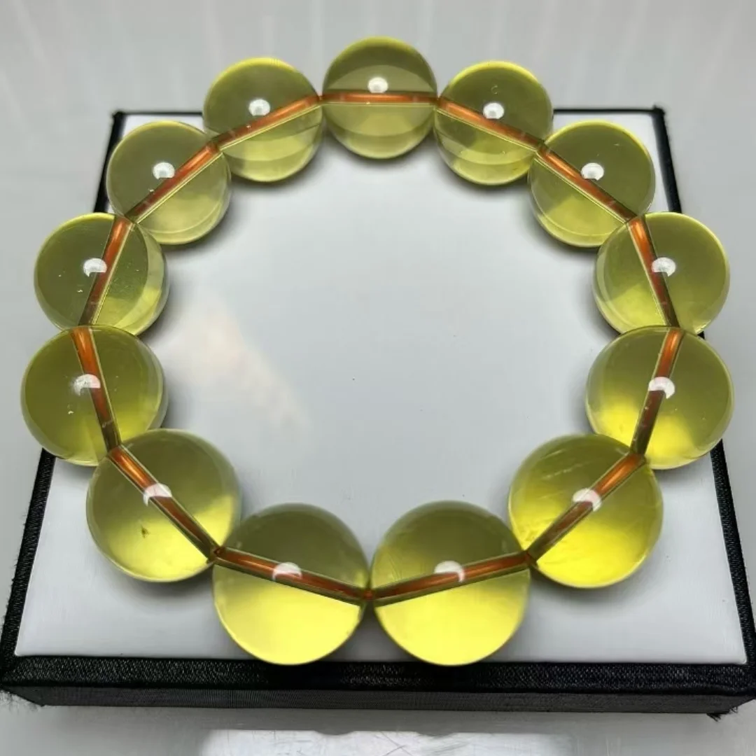 Natural Yellow Citrine Clear Round Beads Bracelet Big Size Women Men Citrine 19mm Gemstone Beads Wealthy Stone Jewelry AAAAA