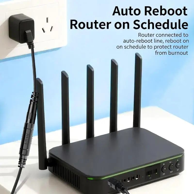 New New Router Auto Restart DC Power Cable Smart Chip Tough ABS Shell For 24h Cycle Reboot Improving Internet Speed