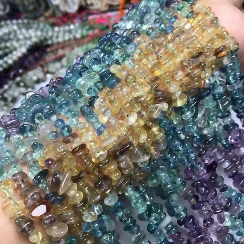 Fluorite 3-5mm baroque gradient blue purple Wholesale for DIY  jewelry necklace 38cm LOOSE BEADS