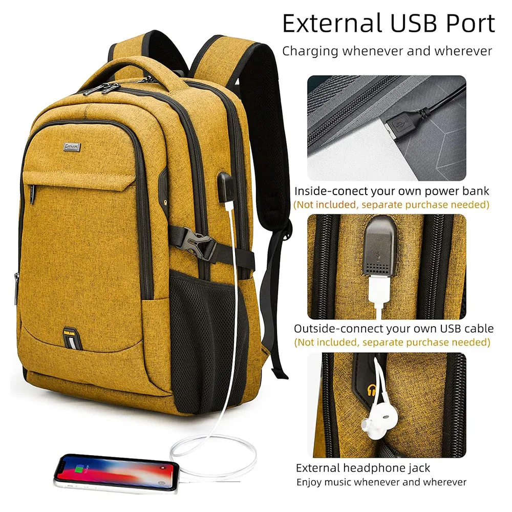 New Laptop Backpack Travel Waterproof Mochilas De Hombre College Backpack for Women Bagpack USB Charging Port Work Back Pack