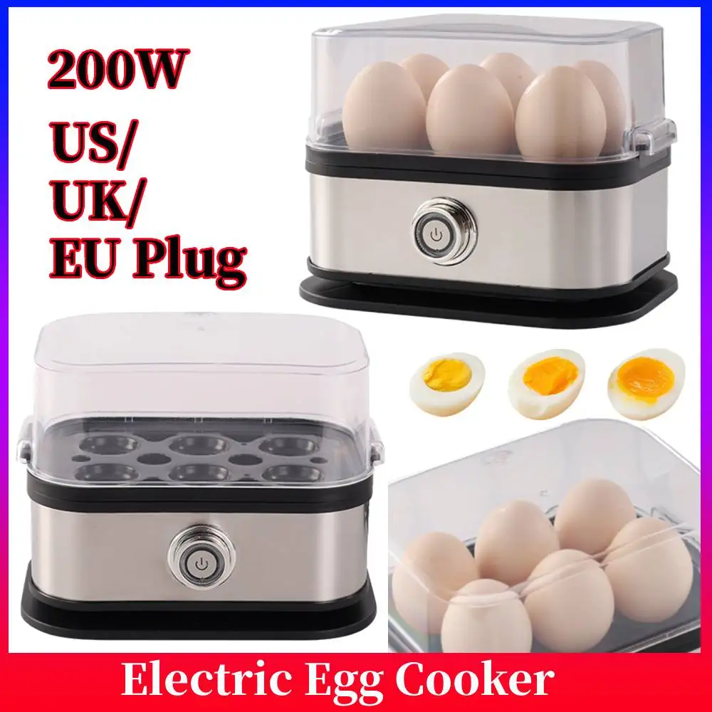 

200W Electric Egg Cooker with Auto Shut-Off Food Steamer 6-Egg Capacity Egg Poacher for Hard Boiled Eggs US/UK/EU Plug
