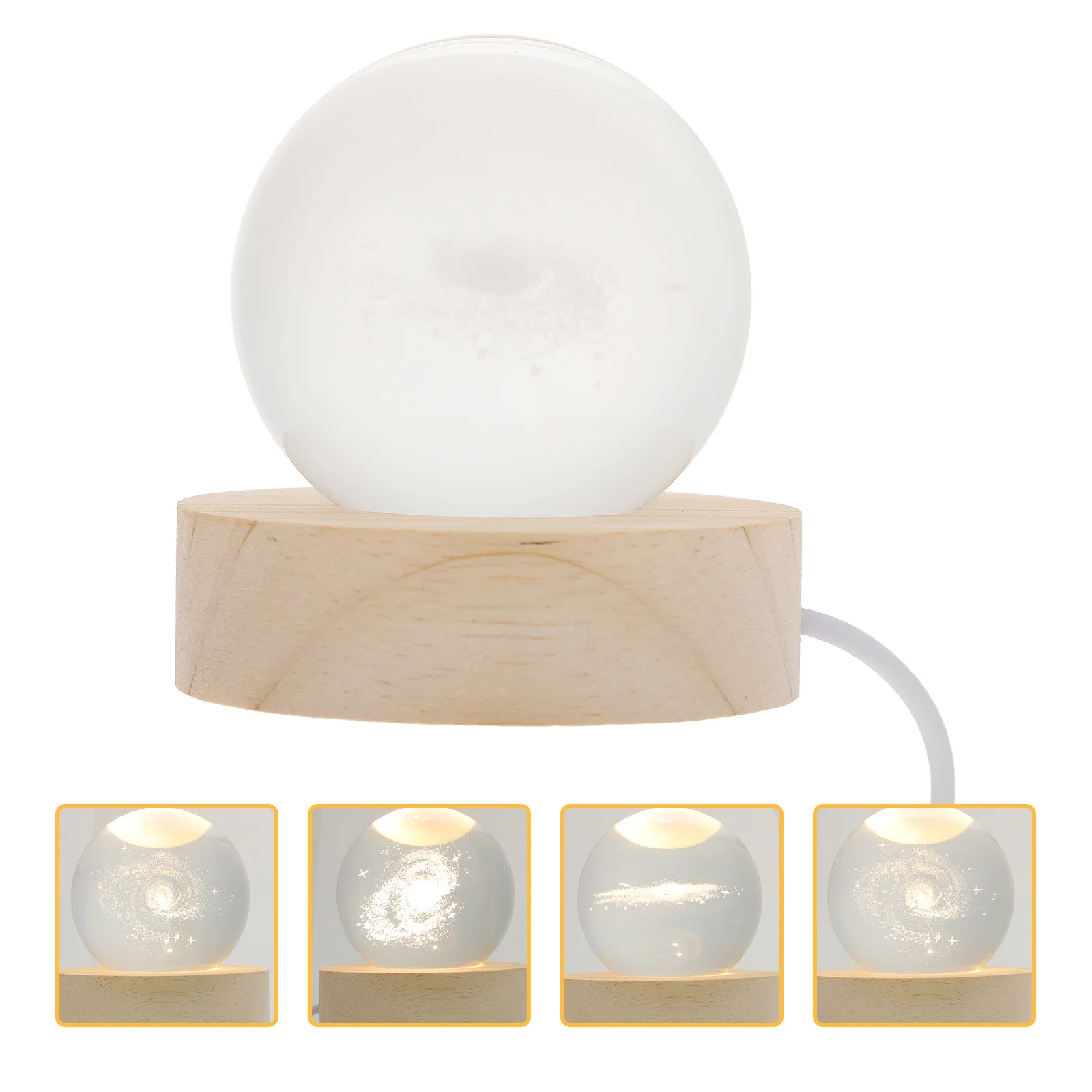 

Crystal Ball Night Light Wooden Glowing Decor For Home Dorm Room Desktop Festival Gift Atmosphere Lamp