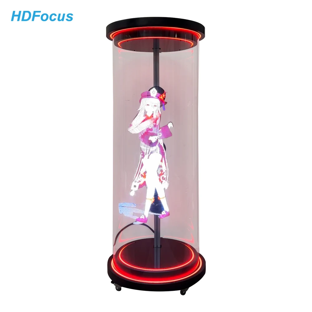 

Mini 1*3 32CM 3D Hologram Projector Fan Splicing Cylindrical Holographic Cabinet Human Solution