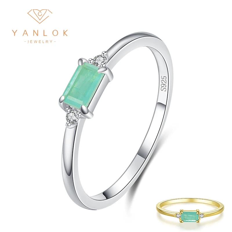 YANLOK 925 Sterling Silver Mysterious Paraiba Tourmaline Fashion Rings for Women Engagement Wedding Finger Rings Fine Jewelry