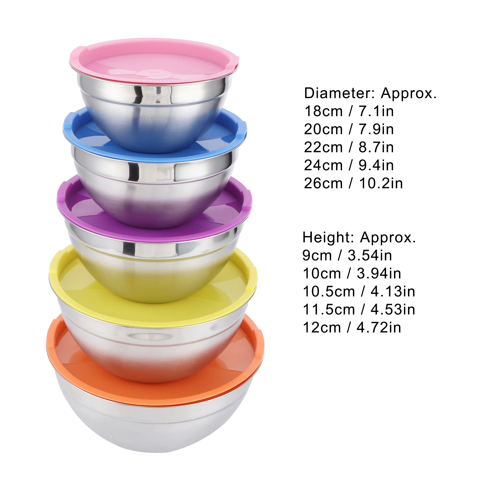 Ciotola per la conservazione degli alimenti/set Ciotola per mescolare in acciaio inossidabile Scatola per la conservazione degli alimenti con coperchi Pentole per la cucina domestica