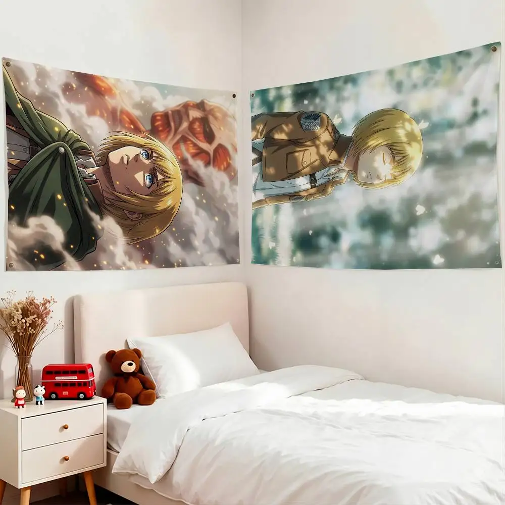 Armin Arlert Attack on Titan Flags for Bedrooms Home Decor Items Outdoor Decors Garage Decoration Flaga