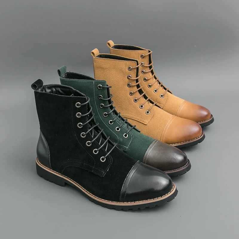 

Classic Men Business Knight Boots Casual Comfortable Anti-slip Lace-up Brand Chelsea Boots Training Boots Men Sizes 38-46