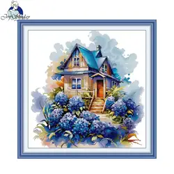 Kit punto croce Joy Sunday The Garden Cottage modello HD stampato tessuto contati Aida 16/14/11CT Kit ricamo fai da te Art Craft