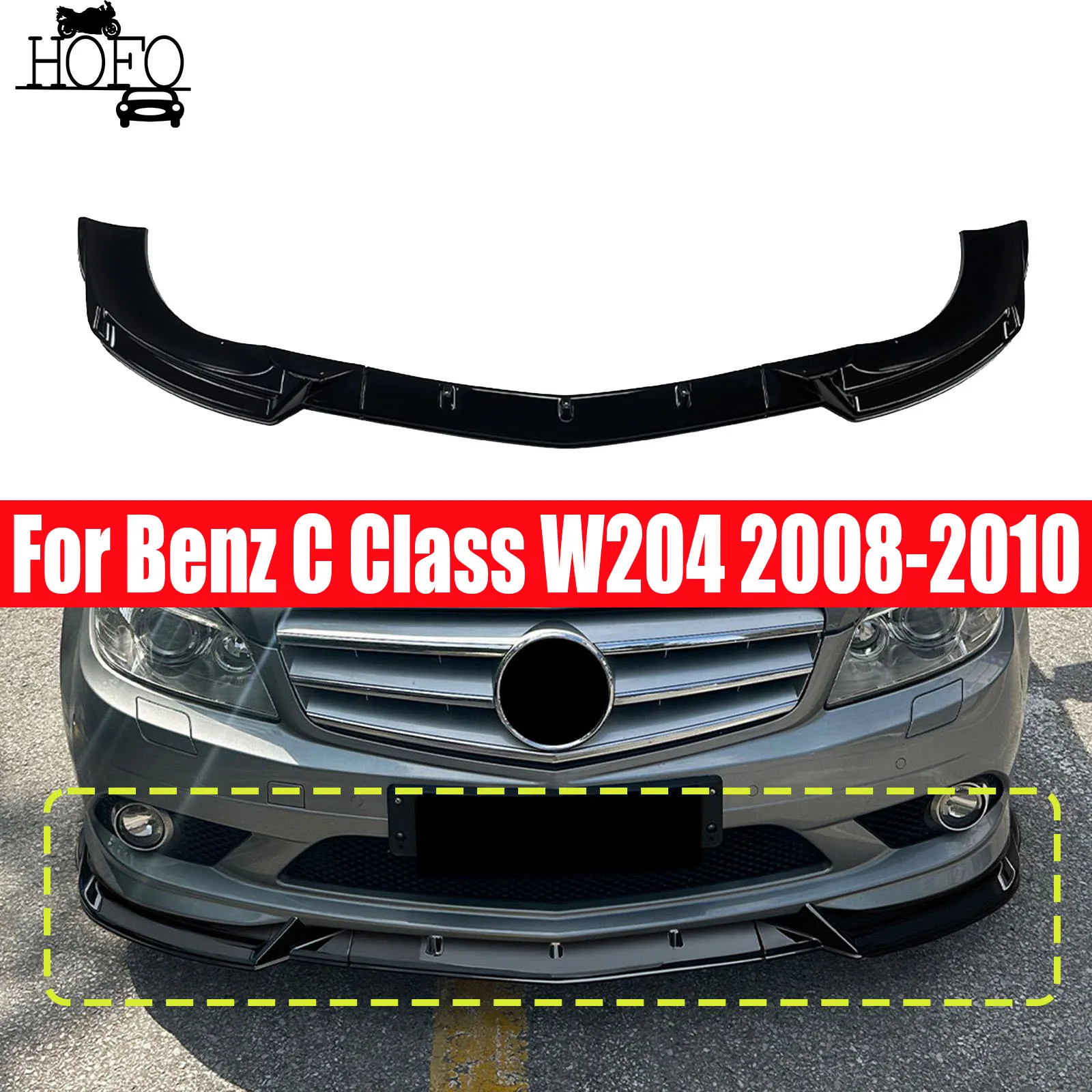 

Front Lower Bumper Spoiler Chin Lip Splitter Diffuser Deflector For Mercedes Benz C Class W204 2008-2010
