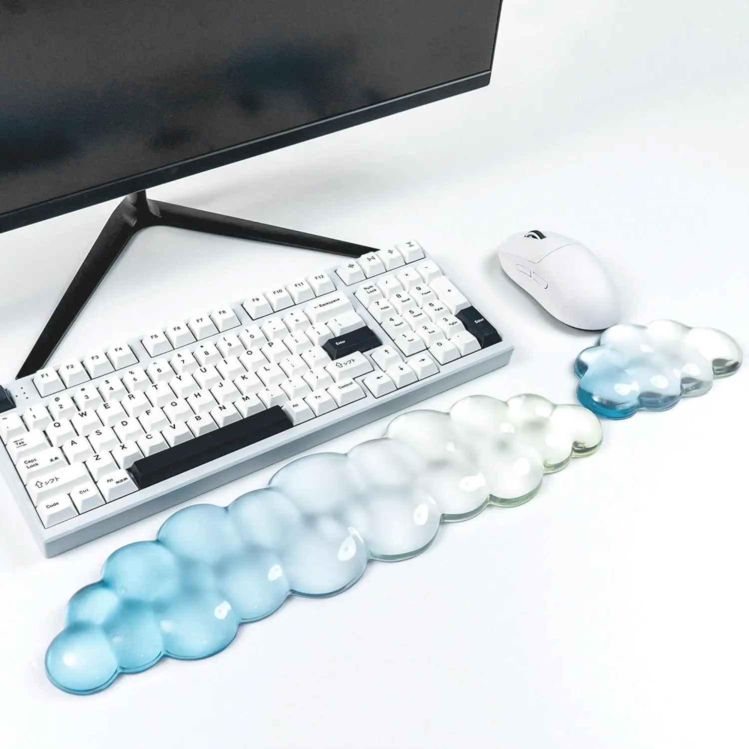 Ergonomic Gel Cloud Keyboard and Mouse Wrist Rest Set Clear Wrist Rest for Computer Keyboard 60%/68%/75%