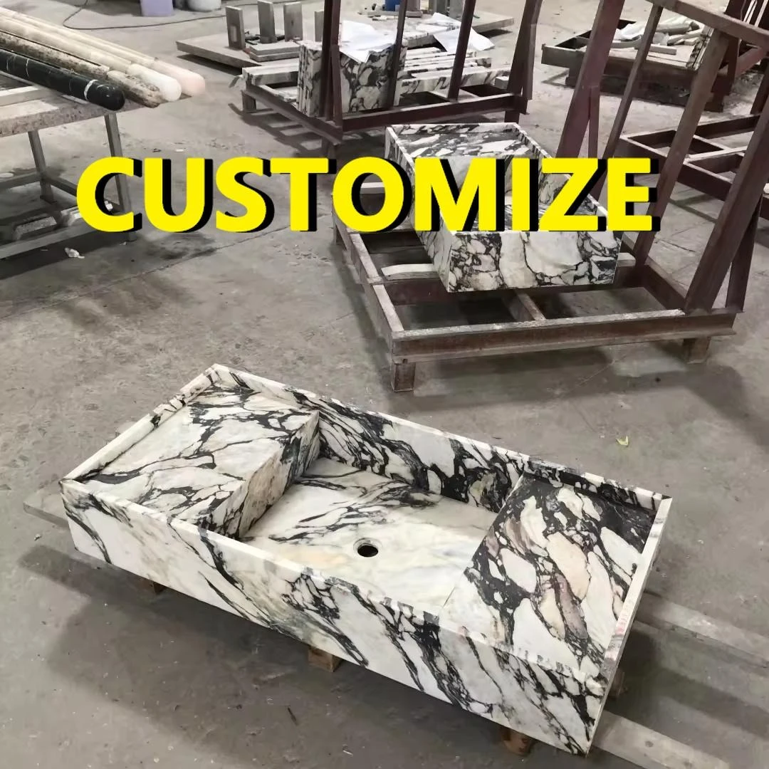 Any Size Custom Sleek Modern Natural Marble Above Counter Sink Grooved Texture Natural Veins Multi Stone Selections Bathroom