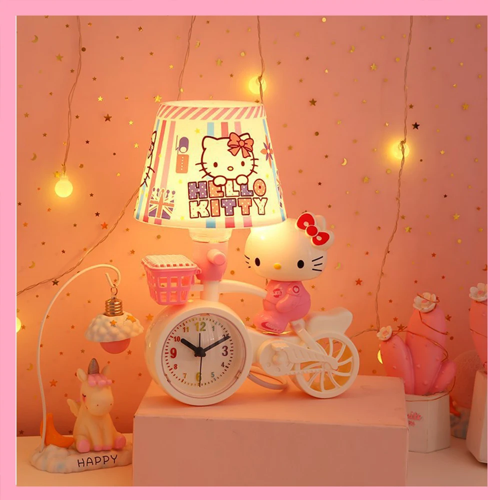 Anime Cinnamoroll Hellokitty Kawaii Sanrio Cute Decorative Lights Bedroom Sleep Night Light Nanny Breastfeeding Lamp Alarm Clock