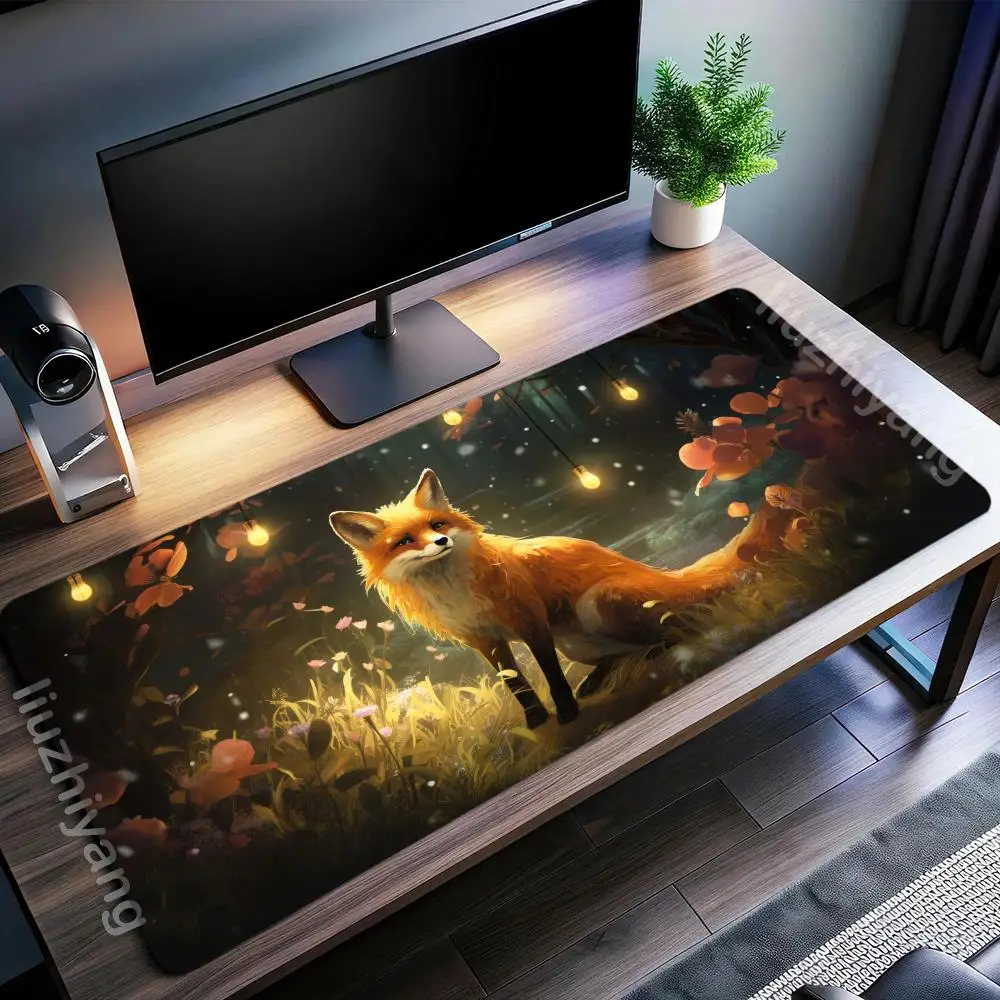 

Милый коврик для мыши с рисунком лисы, большой коврик для компьютерной офисной игры, настольные коврики XXL, резиновые противоскользящие коврики для игровой клавиатуры, длинные настольные коврики
