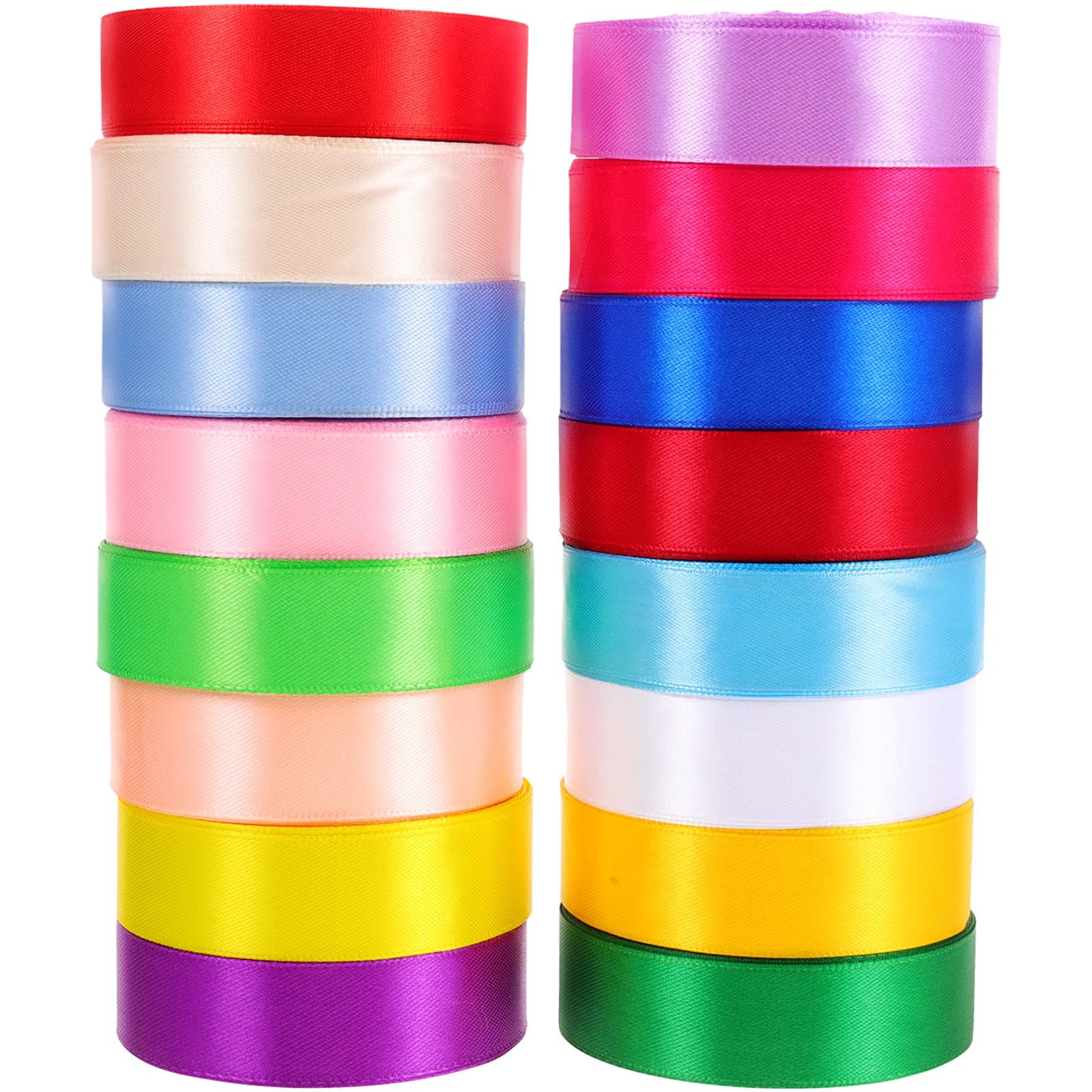 

16 Rolls Rainbow Polyester Ribbon Multicolor Smooth Surface Braided Edges for Gift Wrapping Crafts Party Decorations DIY