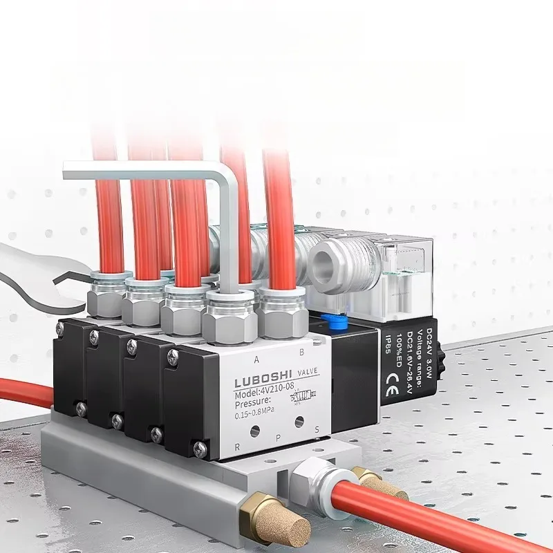 1pc 4V210 Pneumatic Electric Solenoid Valve 5 Way 2 Position Control Air solenoid valve 4V110-06 4V210-08 4V310-10 4V410-15