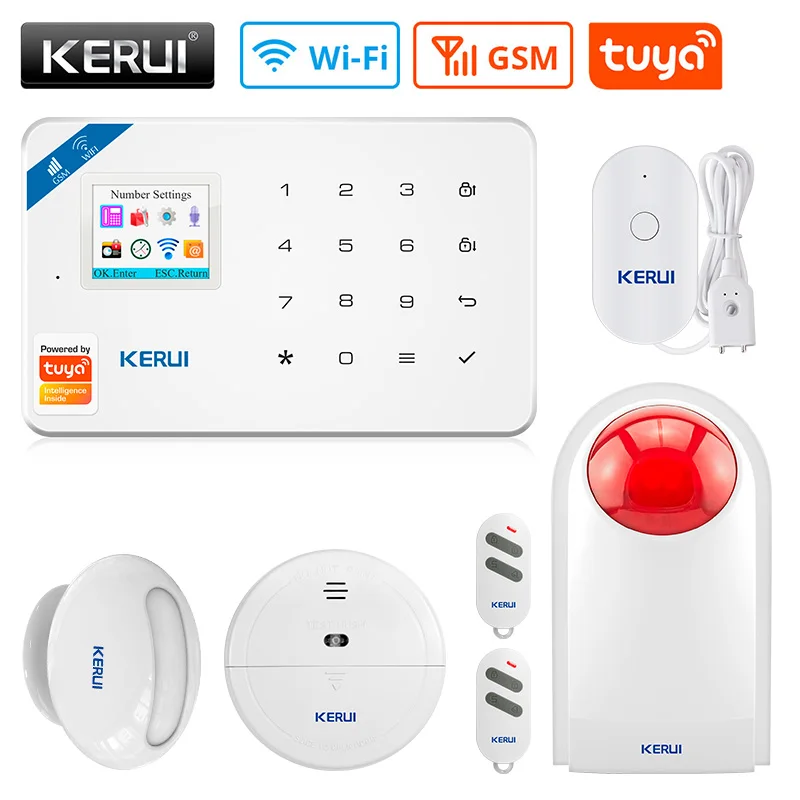 

KERUI W181 Tuya WiFi Hikvision Security Alarm System Mobile APP Connection Security Alarm Siren System Screen Wireless