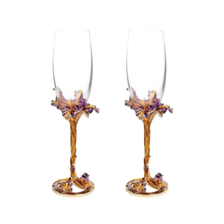 

Набор из 2 декоративных эмалированных фужеров для шампанского из хрустального стекла, подарки для жениха и невесты на свадьбу