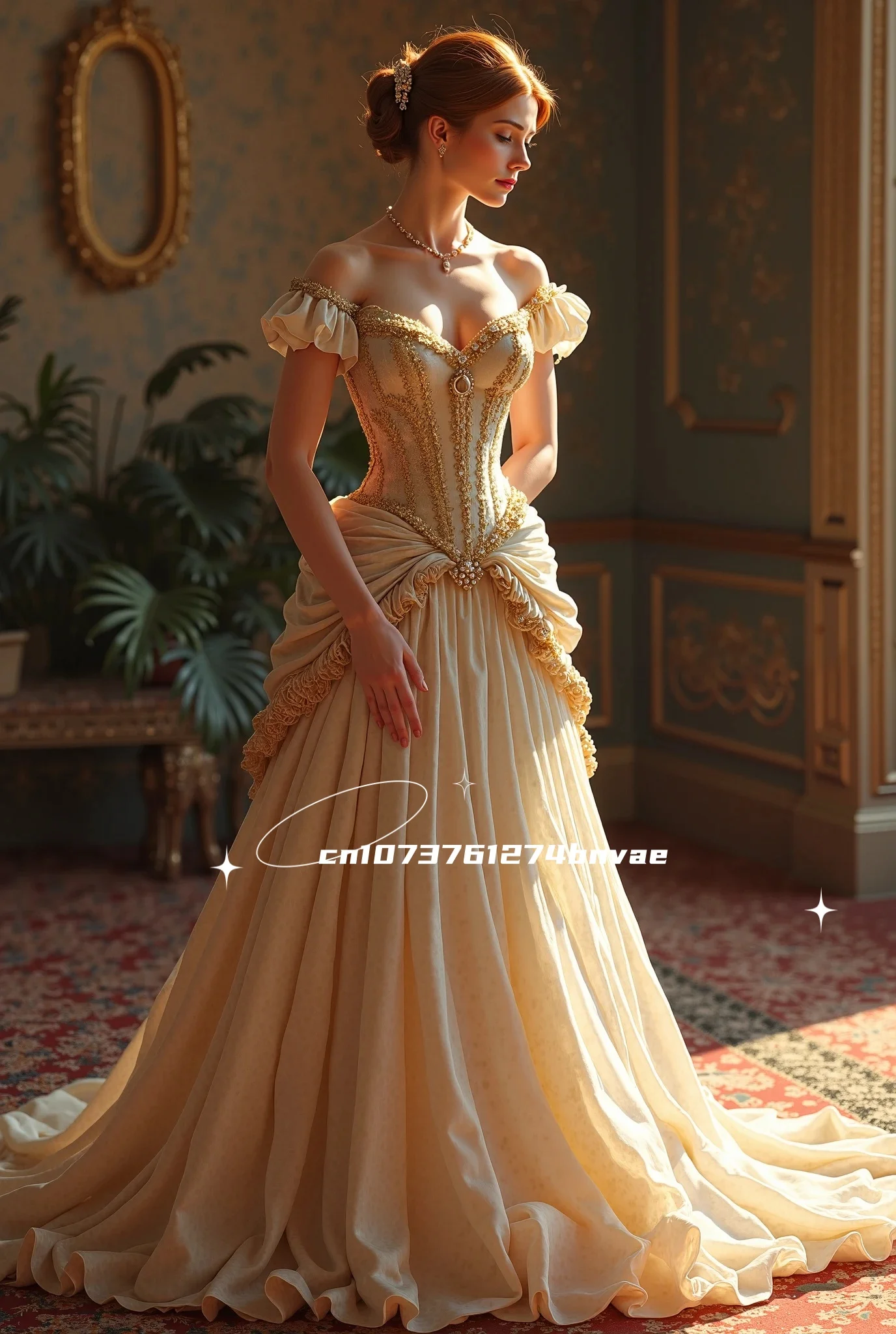 

Vintage Victorian Prom Dress With Gold Beading Corset Bustle Satin Long khaki Evening Gown Off Shoulder Customized