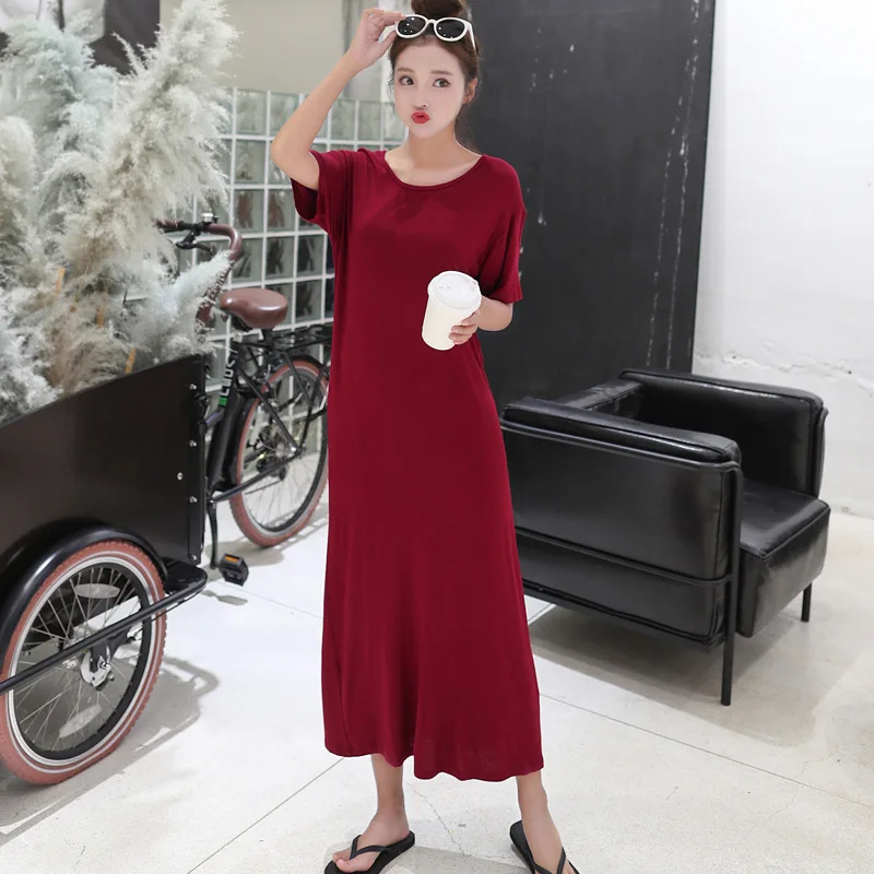 Summer Plus size Sleepshirt Women nightgown soft modal Cotton nightdress Female Short sleeve O-neck home sleep dress NS5725