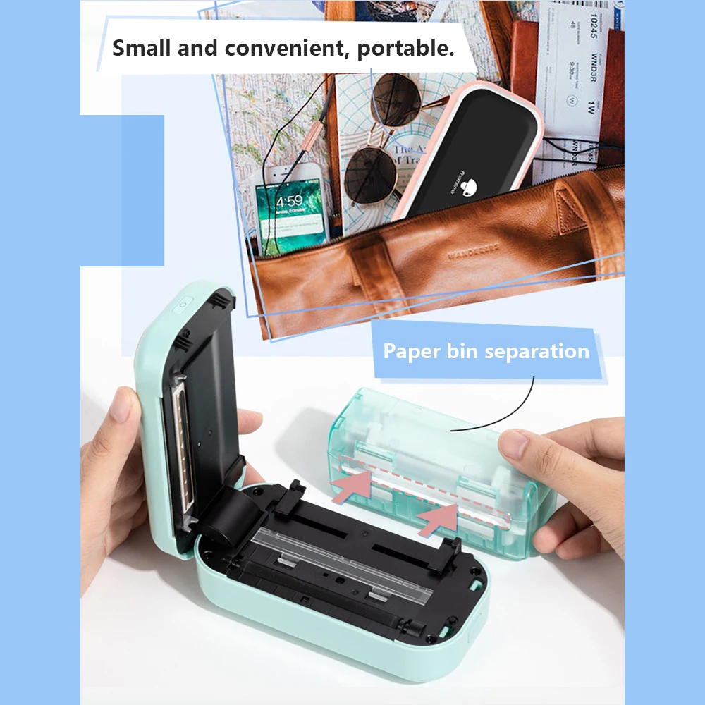 Phomemo M03 Thermal Label Printer 304dpi Portable Bluetooth Wireless Photo Printer Support 53mm80mm Paper for School Home Office