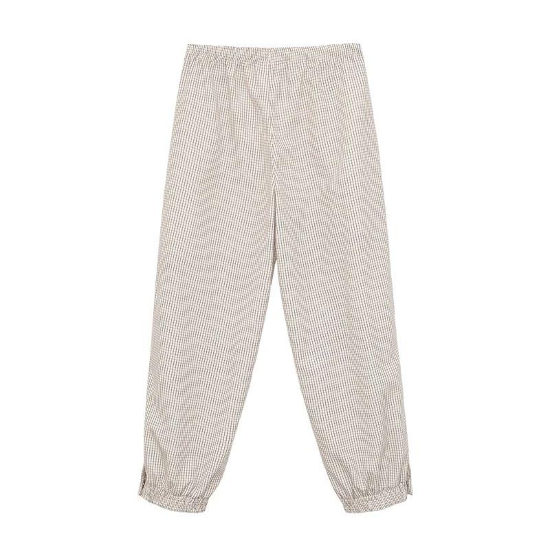 KEYANKETIAN New Woman Minimalist Checkered Ankle-Length Pants High Waist Elastic Waistband Snap Button Cuffs Relaxed Trousers