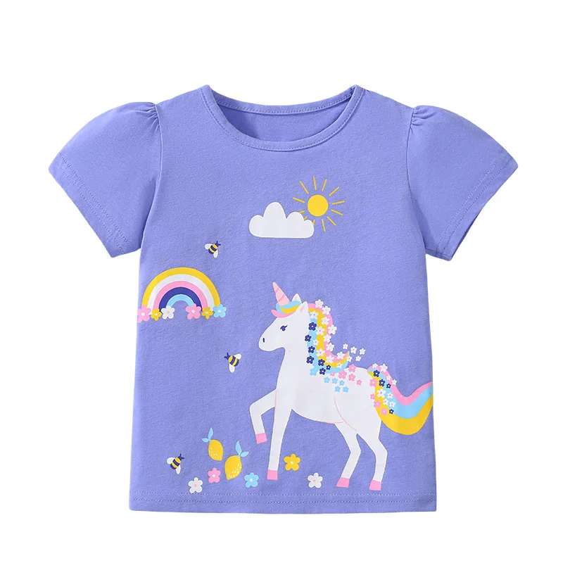 

Jumping Meters 2-7T 2025 New Unicorn Girls T Shirts Summer Children's Clothes Short Sleeve Kids Tees Tops Baby Costume Shirt