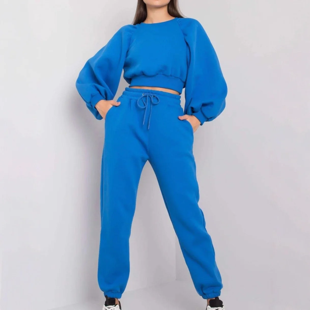 ファッション半袖スウェットシャツ+ワイドレッグパンツ ツーピースセット レディース 秋トップス＆パンツセット 女性用 2025